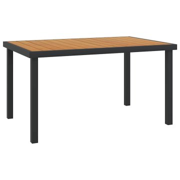 Vidaxl Vrtna miza rjava 140x90x74 cm aluminij in WPC
