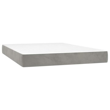 Vidaxl Vzmetnica z žepkasto vzmetjo srednje trdote svetlo siva 137x190x20 cm žamet