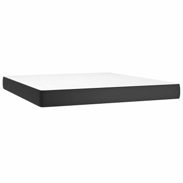 Vidaxl Vzmetnica z žepkasto vzmetjo srednje trdote črna 152x203x20 cm umetno usnje