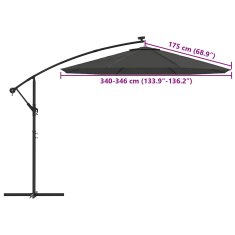 Vidaxl Nadomestno platno za vrtni senčnik antracitna 350 cm