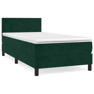Vidaxl Box spring postelja z vzmetnico temno zelena 90x200 cm žamet
