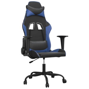 Vidaxl Gaming stol črno in modro umetno usnje