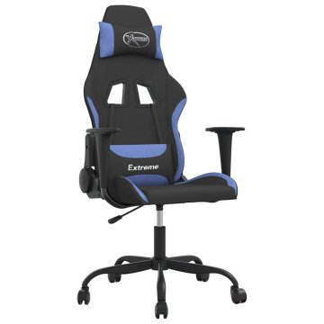 Vidaxl Masažni gaming stol črno in modro blago