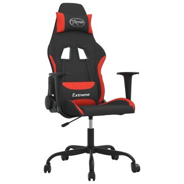 Vidaxl Masažni gaming stol črno in rdeče blago
