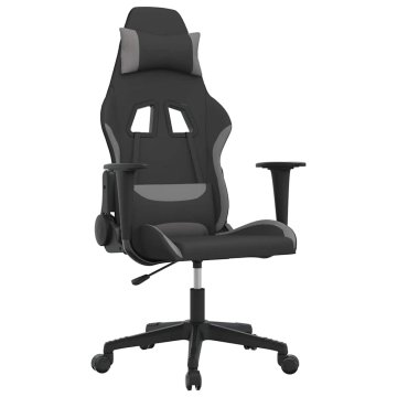 Vidaxl Gaming stol črno in svetlo sivo blago