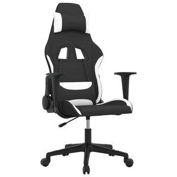 Vidaxl Gaming stol črno in belo blago
