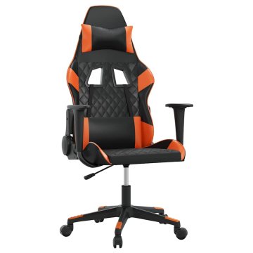 Vidaxl Gaming stol črno in oranžno umetno usnje