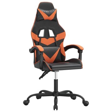 Vidaxl Vrtljiv gaming stol črno in oranžno umetno usnje