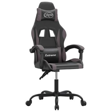 Vidaxl Gaming stol črno in siva umetno usnje