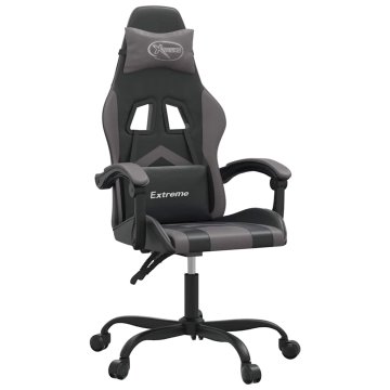 Vidaxl Gaming stol črno in siva umetno usnje