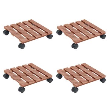 Vidaxl Voziček za rastline 4 kosi rjave barve 30x30x7,5 cm WPC