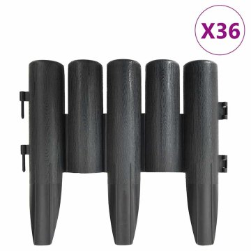 Vidaxl Obroba za trato 36 kosov antracitna 10 m PP