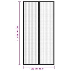 Vidaxl Zavesa proti mrčesu 2 kosa z magnetnimi bloki črna 220x100 cm