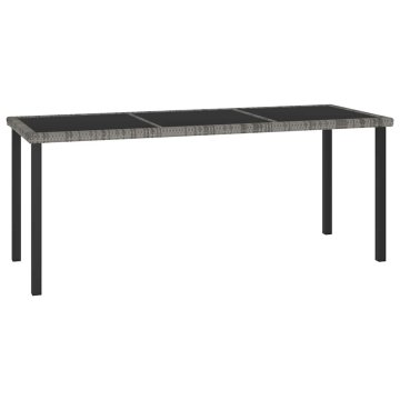 Vidaxl Vrtna jedilna miza siva 180x70x73 cm poli ratan