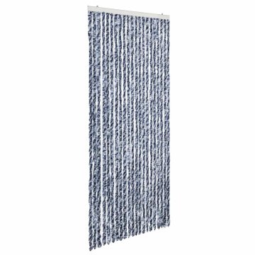 Vidaxl Zavesa proti mrčesu modra in bela 90x200 cm šenilja