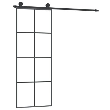 Vidaxl Drsna vrata z opremo 76x205 cm ESG steklo in aluminij