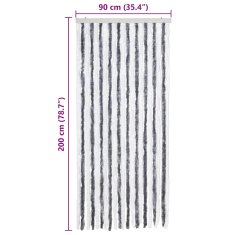 Vidaxl Zavesa proti mrčesu siva in bela 90x200 cm šenilja