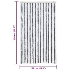 Vidaxl Zavesa proti mrčesu siva in bela 118x220 cm šenilja