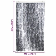 Vidaxl Zavesa proti mrčesu srebrna 118x220 cm šenilja