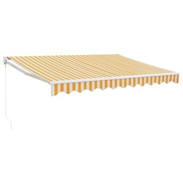 Vidaxl Ročna tenda 3 x 2,5 m Rumene in bele črte 100% poliester