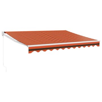 Vidaxl Ročna tenda 3,5 x 2,5 m Oranžne in rjave vodoravne črte