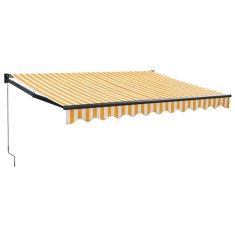 Vidaxl Ročna tenda 3 x 2,5 m Rumene in bele črte 100% poliester