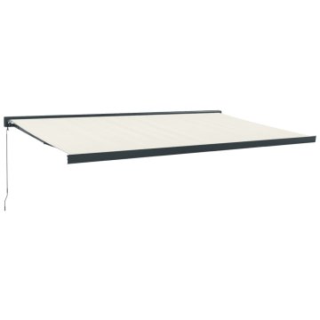 Vidaxl Ročna tenda 5 x 3 m Krem 100% poliester