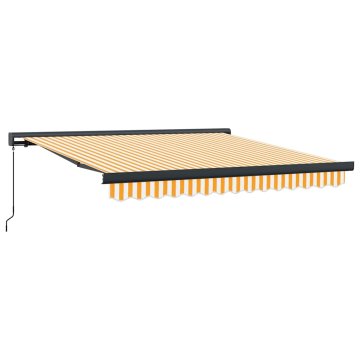 Vidaxl Ročna tenda 3 x 2,5 m Rumene in bele črte 100% poliester