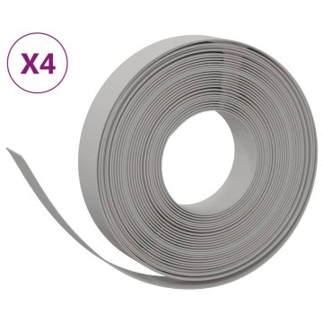Vidaxl Vrtna obroba 4 kosa siva 10 m 10 cm polietilen