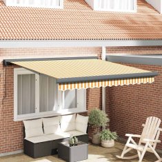 Vidaxl Ročna tenda 3 x 2,5 m Rumene in bele črte 100% poliester