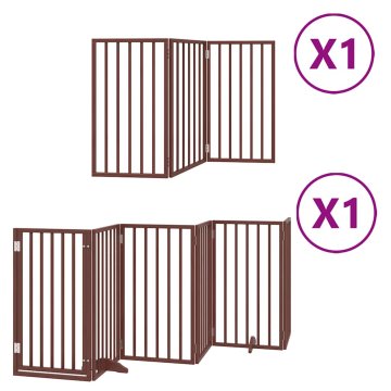 Vidaxl Ograda za pse z vrati zložljiva 9 panelov rjava 450 cm les