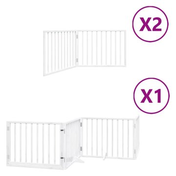 Vidaxl Ograda za pse z vrati zložljiva 8 panelov bela 640 cm les