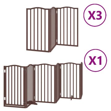 Vidaxl Ograda za pse z vrati zložljiva 15 panelov rjava 750 cm les