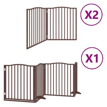 Vidaxl Ograda za pse z vrati zložljiva 8 panelov rjava 640 cm les