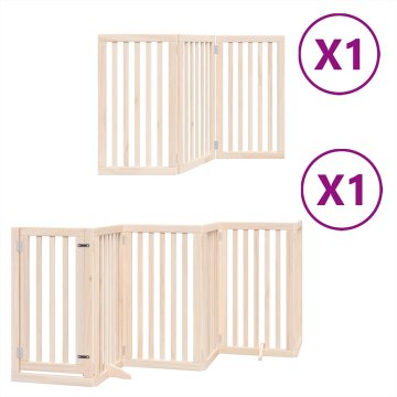 Vidaxl Ograda za pse z vrati zložljiva 9 panelov 450 cm topolovina