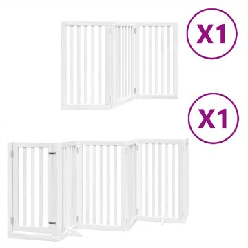 Vidaxl Ograda za pse z vrati zložljiva 9 panelov bela 450 cm les