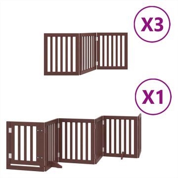 Vidaxl Ograda za pse z vrati zložljiva 15 panelov rjava 750 cm les