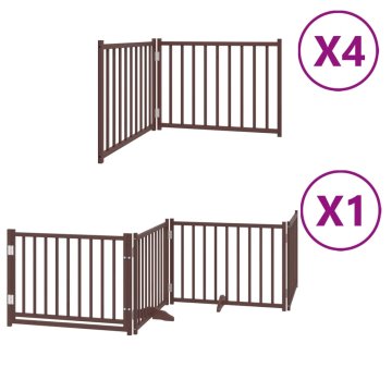Vidaxl Ograda za pse z vrati zložljiva 12 panelov rjava 960 cm les