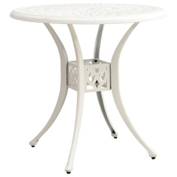 Vidaxl Vrtna miza bela 78x78x72 cm liti aluminij