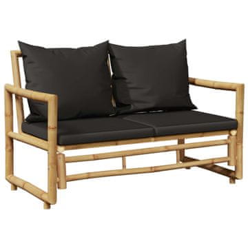 Vidaxl Vrtna klop z blazinami 115 cm bambus
