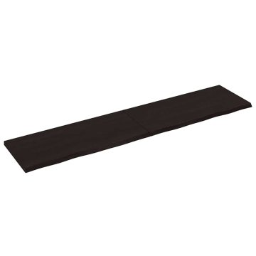 Vidaxl Stenska polica temno rjava 220x50x(2-4) cm trdna hrastovina