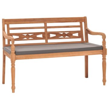 Vidaxl Klop Batavia s temno sivo blazino 120 cm trdna tikovina