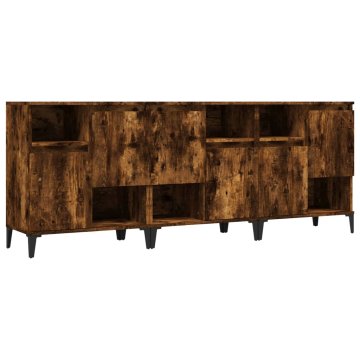 Vidaxl Komoda 3 kosa dimljeni hrast 60x35x70 cm inženirski les