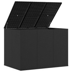 Vidaxl Vrtna škatla za blazine PE ratan 145x100x103 cm črna