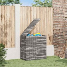 Vidaxl Vrtna škatla za blazine PE ratan 100x49x103,5 cm siva