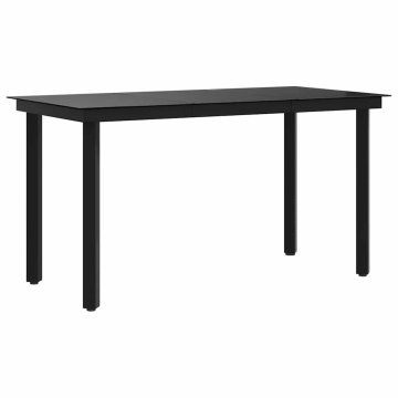 Vidaxl Vrtna jedilna miza črna 140x70x74 cm jeklo in steklo
