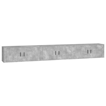 Vidaxl Stenska TV omarica 3 kosi betonsko siva 100x34,5x40 cm