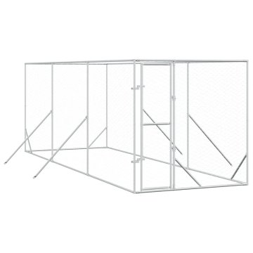 Vidaxl Zunanji pasji boks srebrn 2x6x2 m pocinkano jeklo