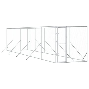 Vidaxl Zunanji pasji boks srebrn 2x10x2 m pocinkano jeklo