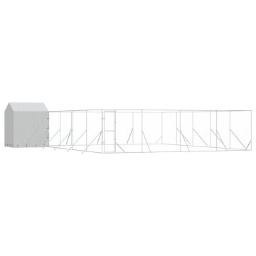 Vidaxl Zunanja pasja ograda s streho srebrna 10x10x2,5 m pocink. jeklo